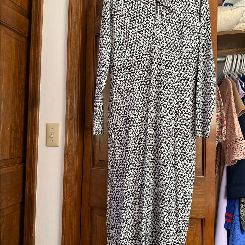 Boden Black and White Patterned Dress